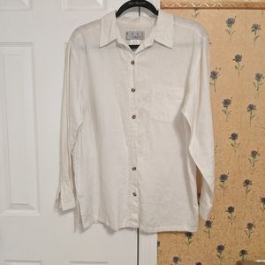 Vintage off-white 100% linen shirt size Medium